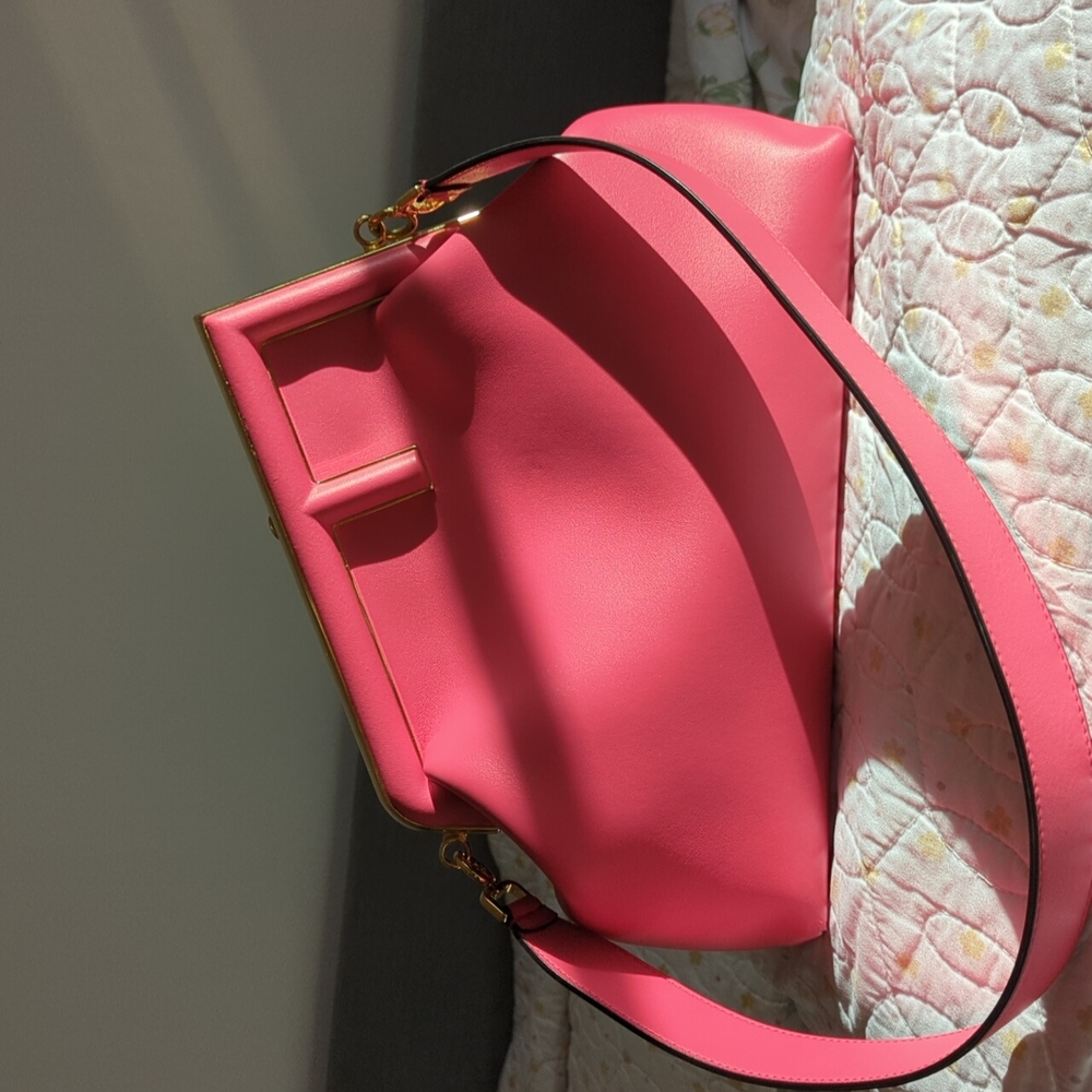 Fendi First Nappa Leather Clutch Fuchsia rare color - Picture 1 of 17